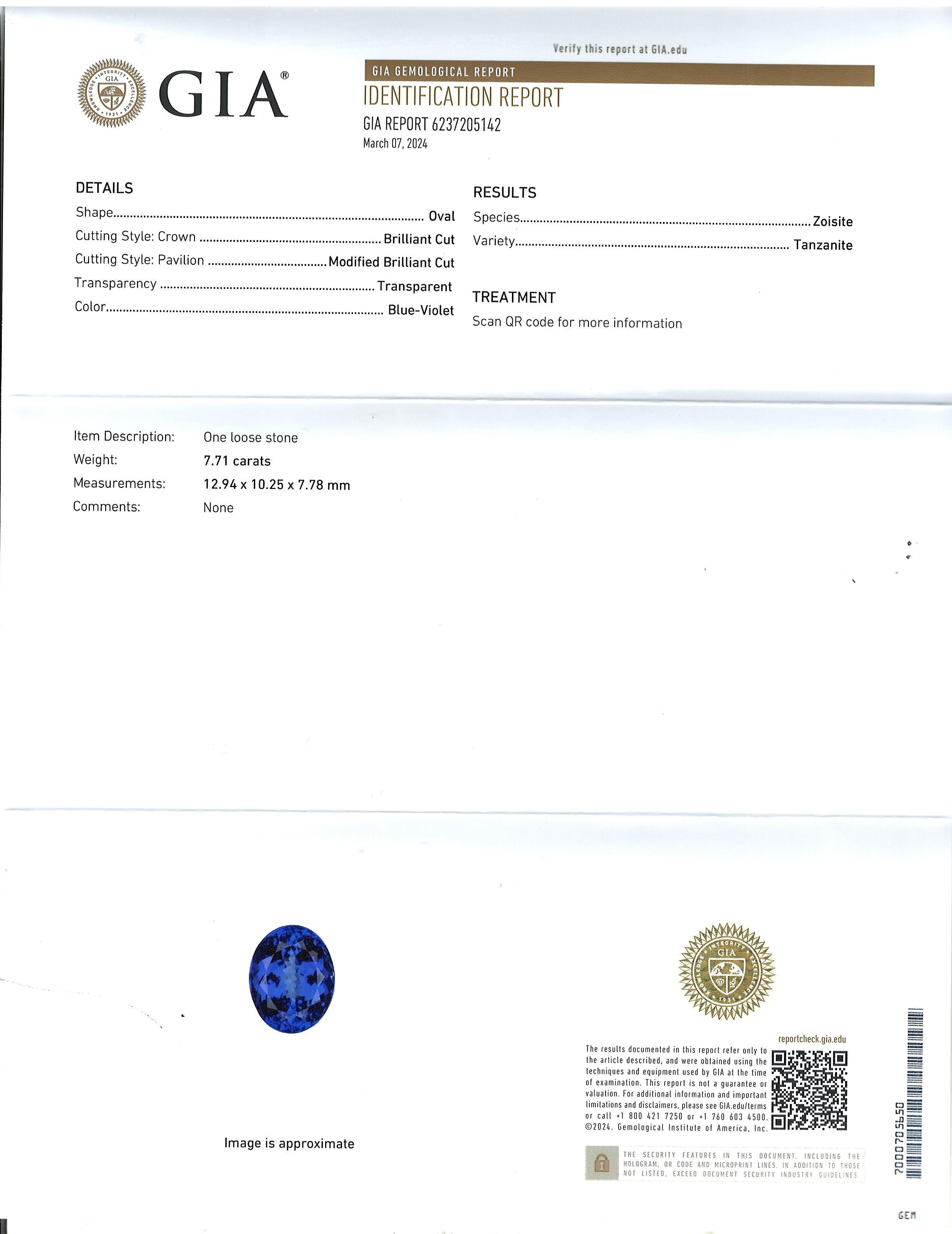 GIA Certified 9.59 Ctw Oval Tanzanite Diamond Ring Halo 14K White Gold For Sale 1