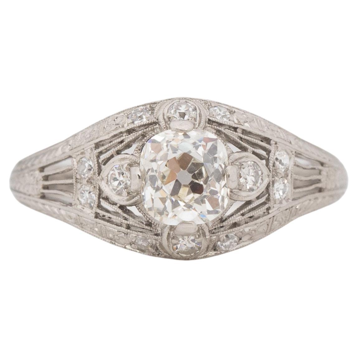 GIA Certified .96 Carat Diamond Platinum Engagement Ring For Sale
