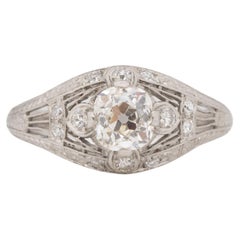 Antique GIA Certified .96 Carat Diamond Platinum Engagement Ring
