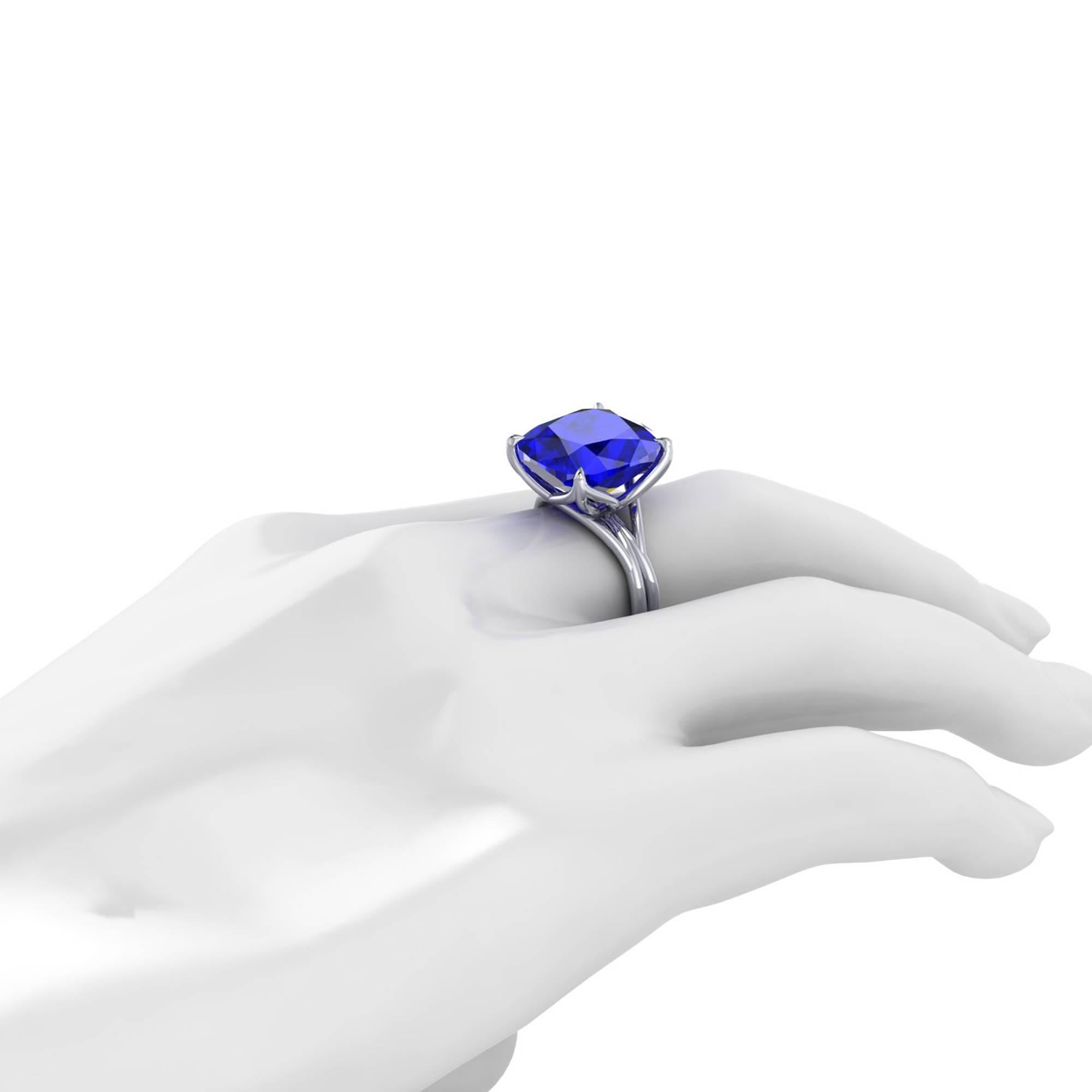 GIA Certified 9.23 carat Tanzanite Cushion Cut in 18 Karat gold cocktail ring For Sale 2