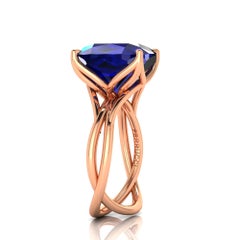 Anillo de cóctel en oro de 18 quilates con tanzanita talla cojín de 9,23 quilates certificada por GIA