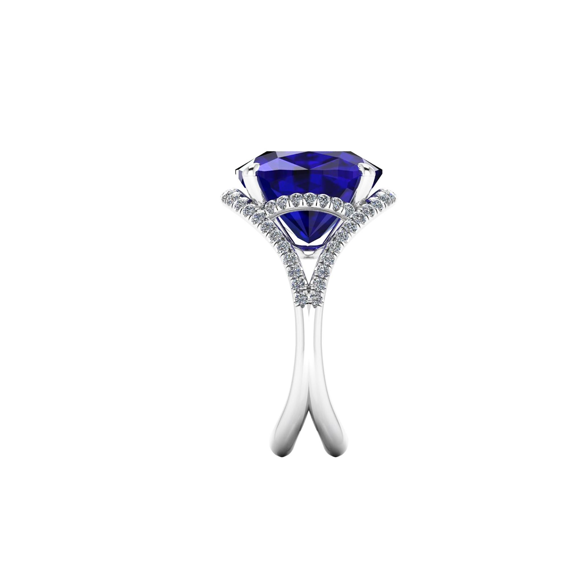 Cushion Cut GIA Certified 9.23 Carat Cushion Tanzanite Diamonds Platinum 950 Cocktail Ring