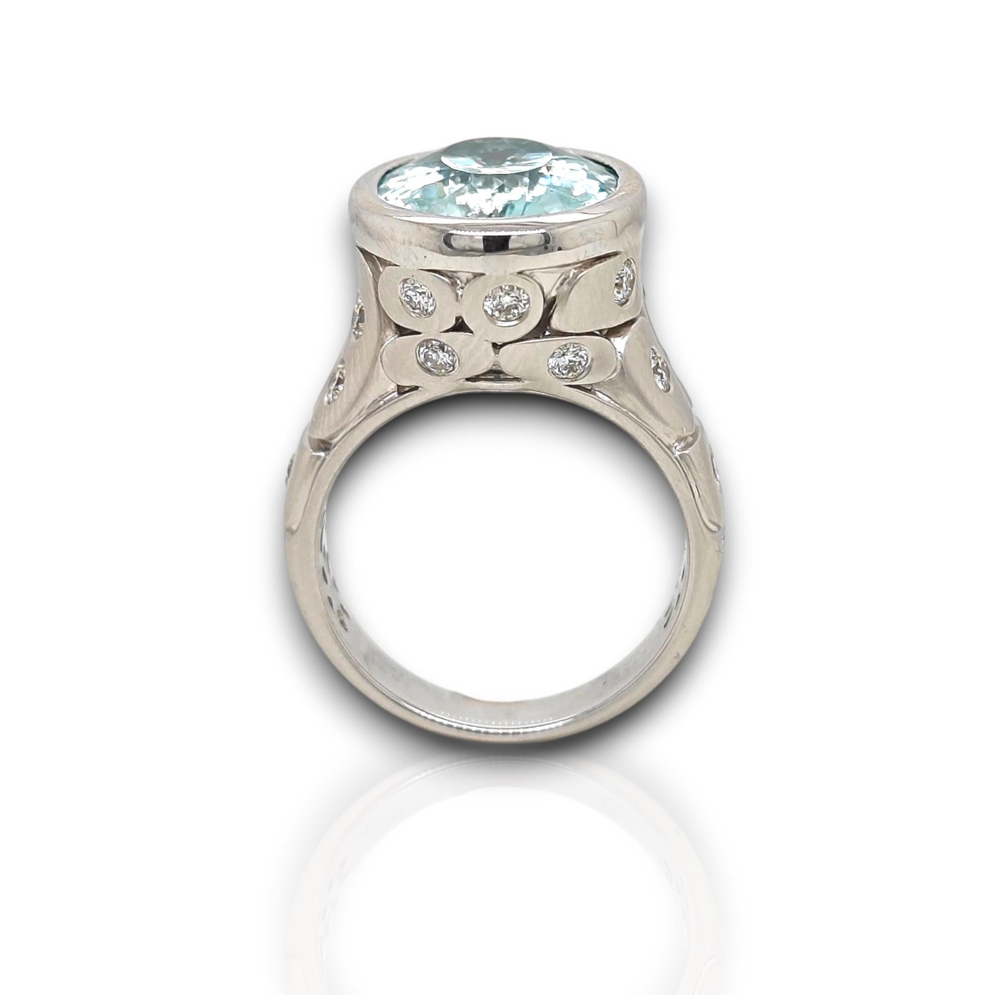 GIA-zertifiziert 9,62 Karat Paraiba Turmalin und weißer Diamant Weißgold Ring im Zustand „Neu“ im Angebot in New York, NY