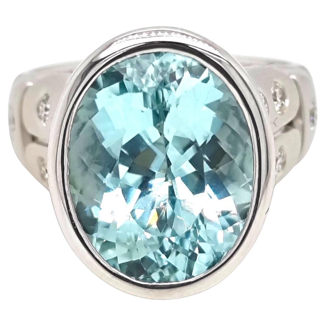 GIA-zertifiziert 9,62 Karat Paraiba Turmalin und weißer Diamant Weißgold Ring
