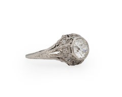 GIA Certified .97 Carat Art Deco Diamond Platinum Engagement Ring