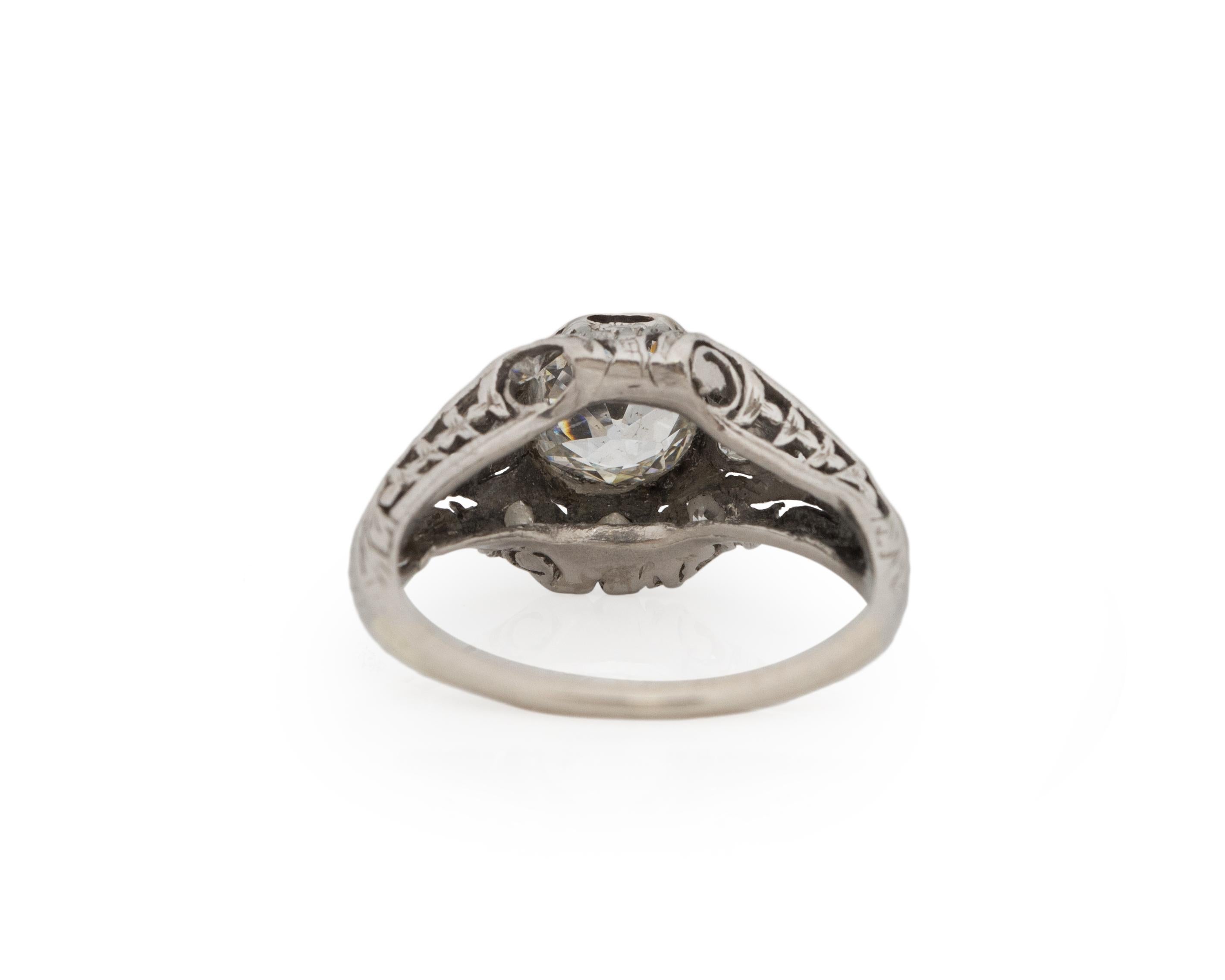 GIA Certified .97 Carat Art Deco Diamond Platinum Engagement Ring In Good Condition For Sale In Atlanta, GA