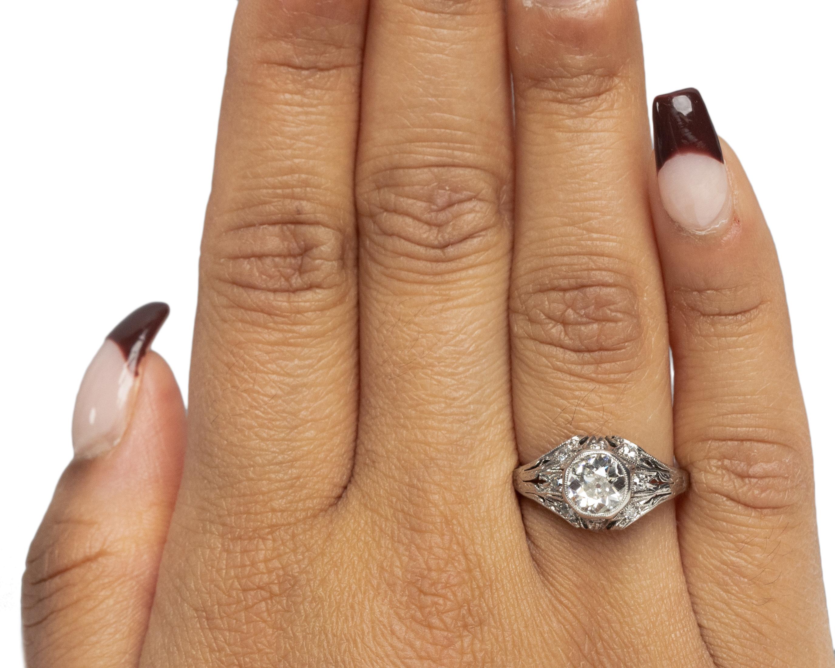 Women's GIA Certified .97 Carat Art Deco Diamond Platinum Engagement Ring For Sale