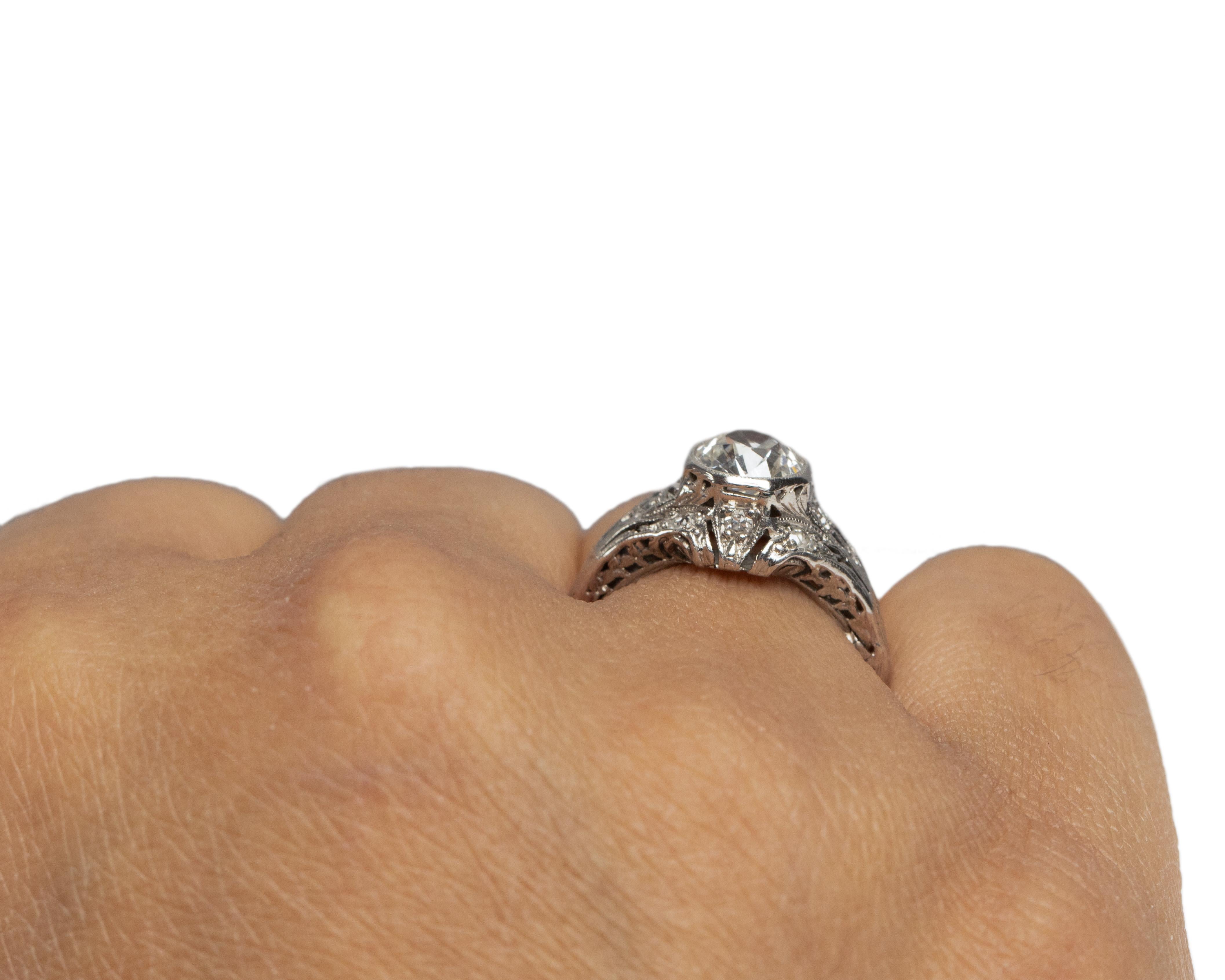 GIA Certified .97 Carat Art Deco Diamond Platinum Engagement Ring For Sale 1