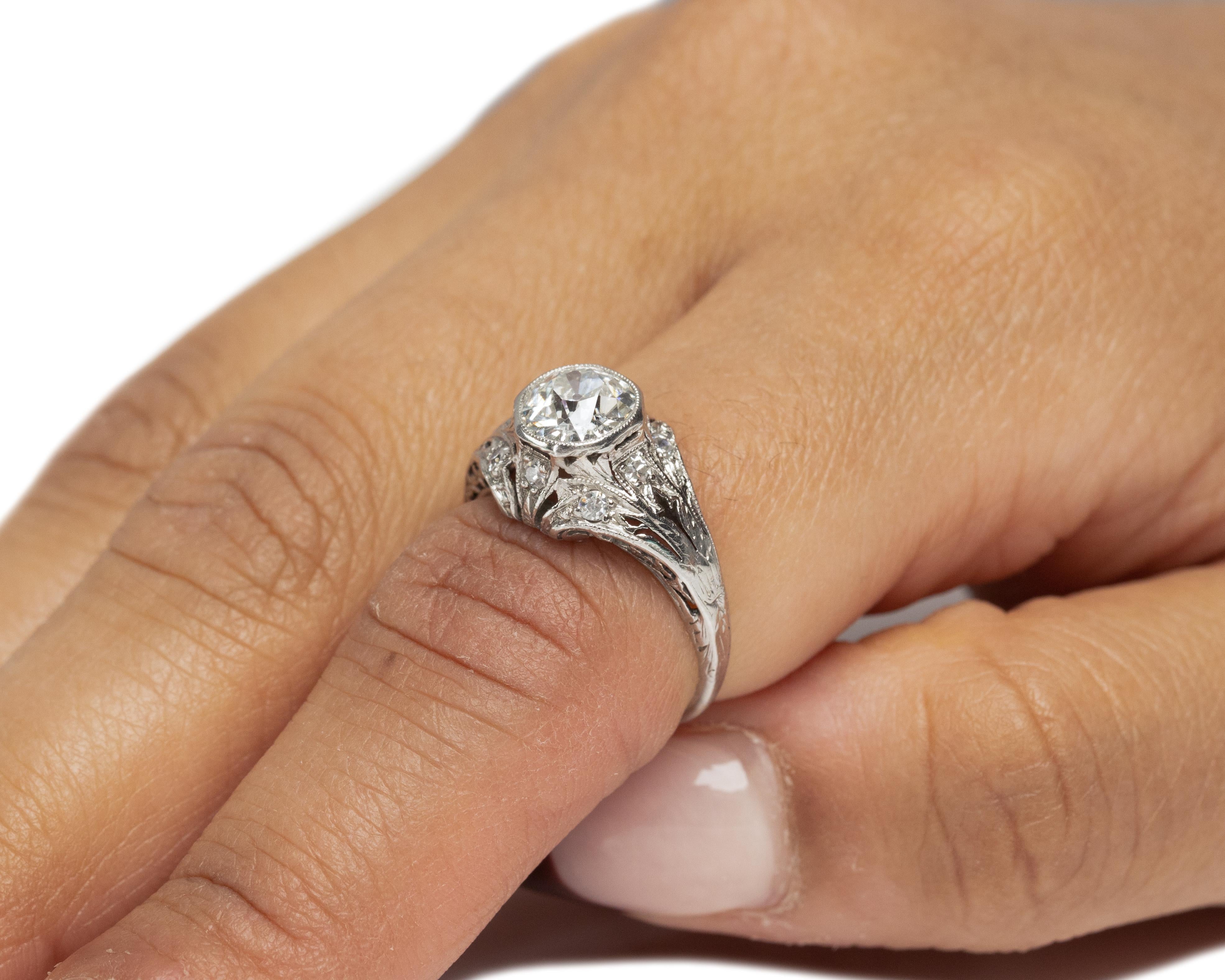 GIA Certified .97 Carat Art Deco Diamond Platinum Engagement Ring For Sale 2
