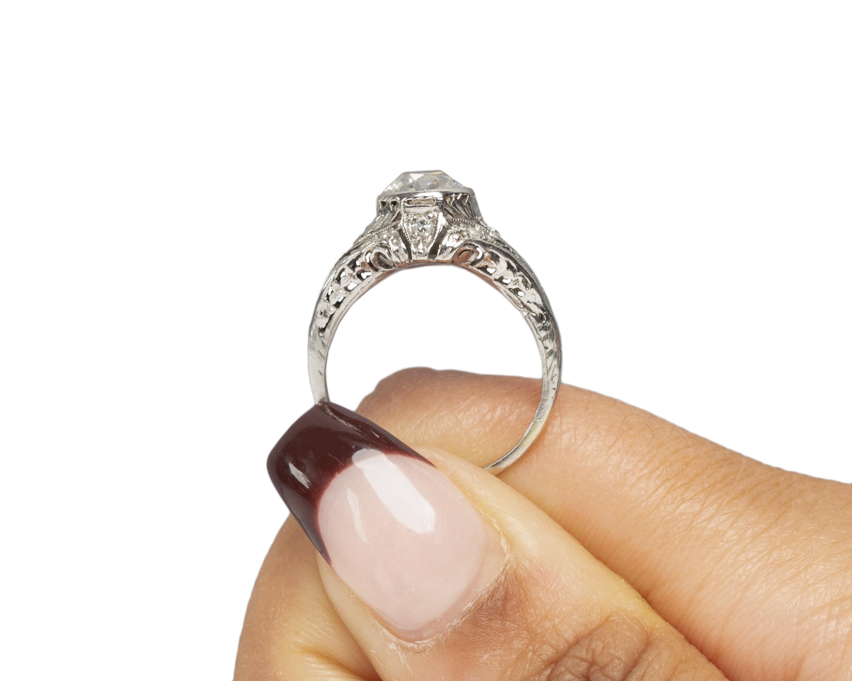 GIA Certified .97 Carat Art Deco Diamond Platinum Engagement Ring For Sale 3