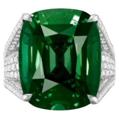 GIA Certified 9.71 Ct. Minor Oil Emerald Diamond Ring