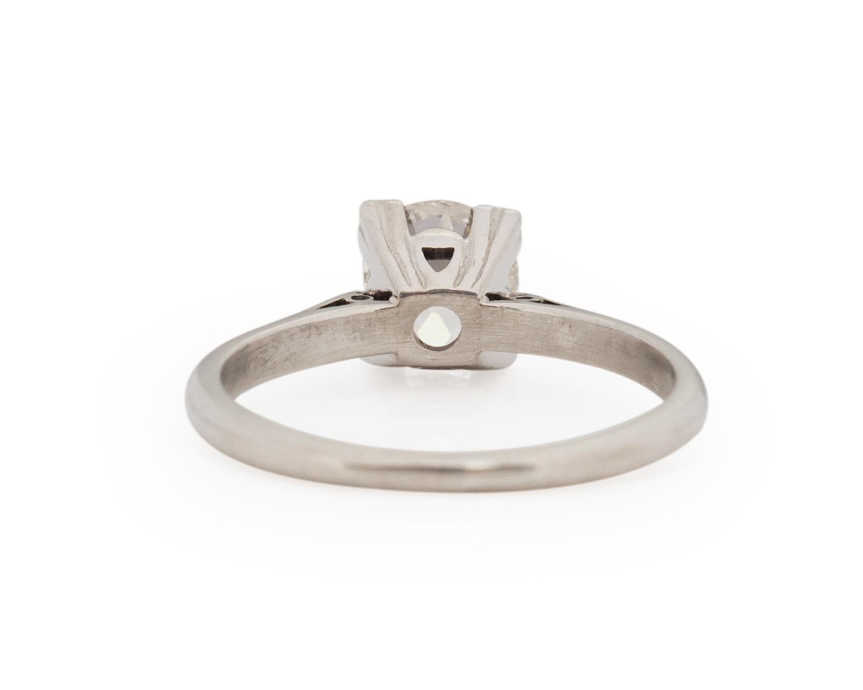 Antique Cushion Cut GIA Certified .98 Carat Art Deco Diamond Platinum Engagement Ring For Sale
