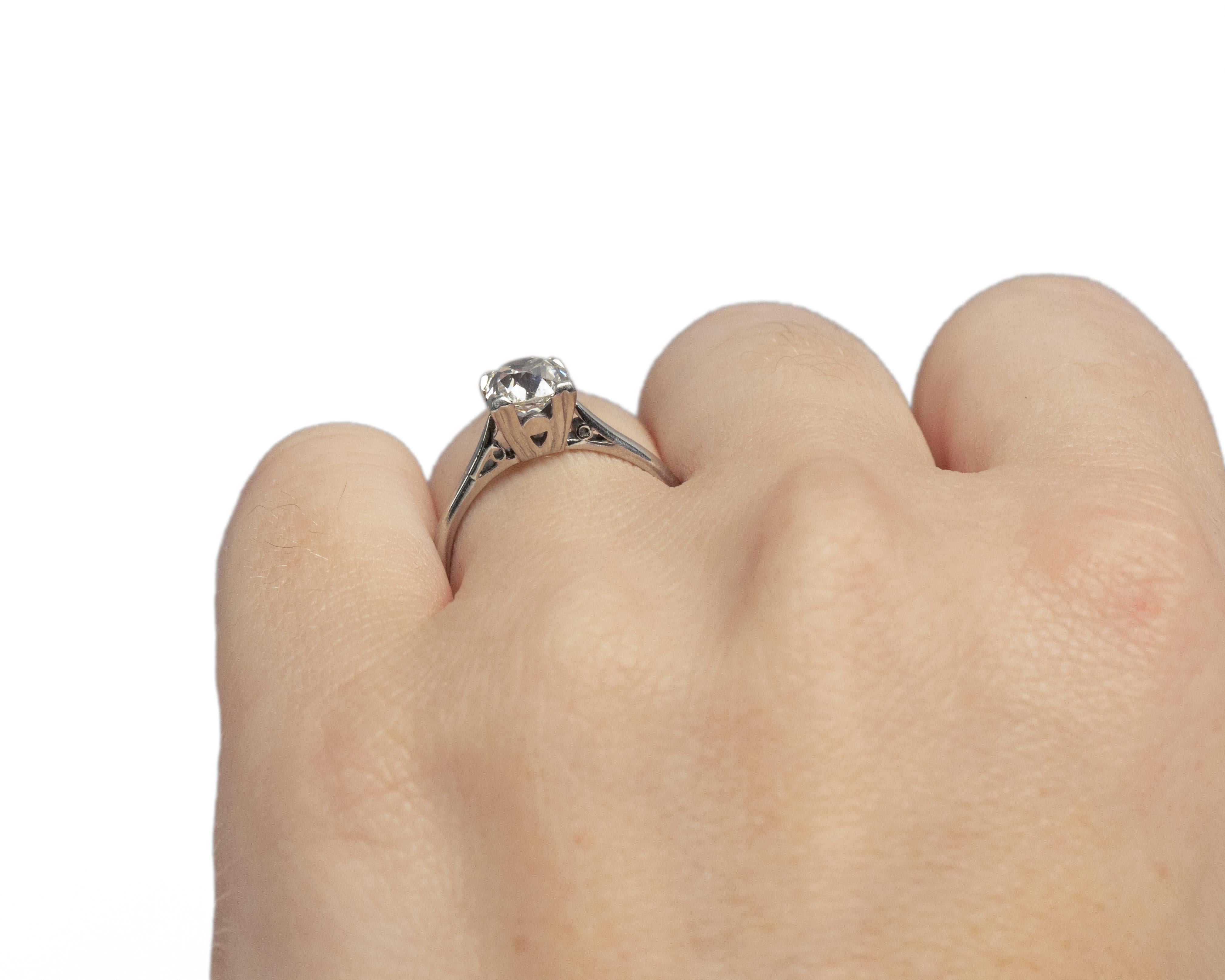 Women's GIA Certified .98 Carat Art Deco Diamond Platinum Engagement Ring For Sale
