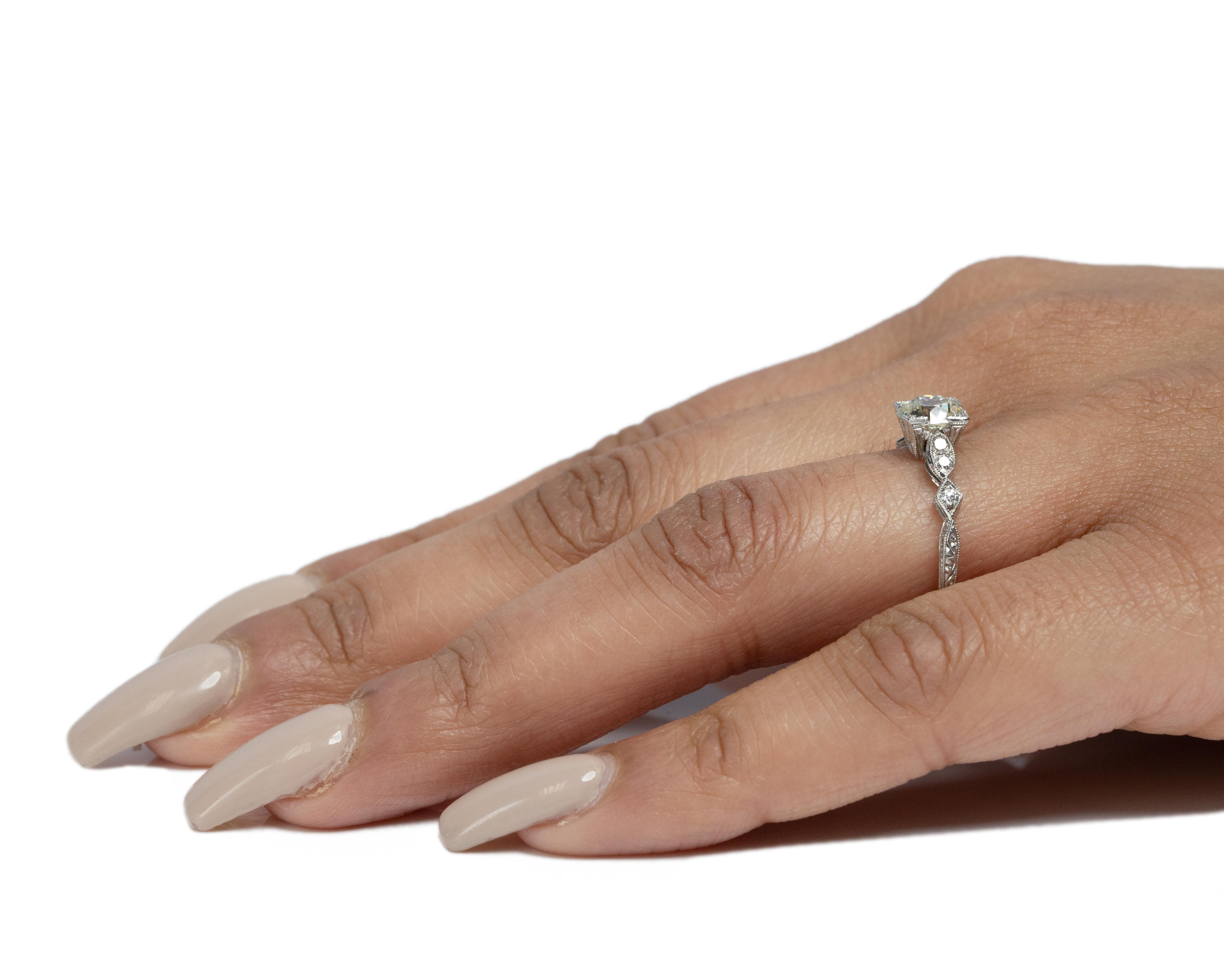 GIA Certified .98 Carat Art Deco Diamond Platinum Engagement Ring For Sale 2