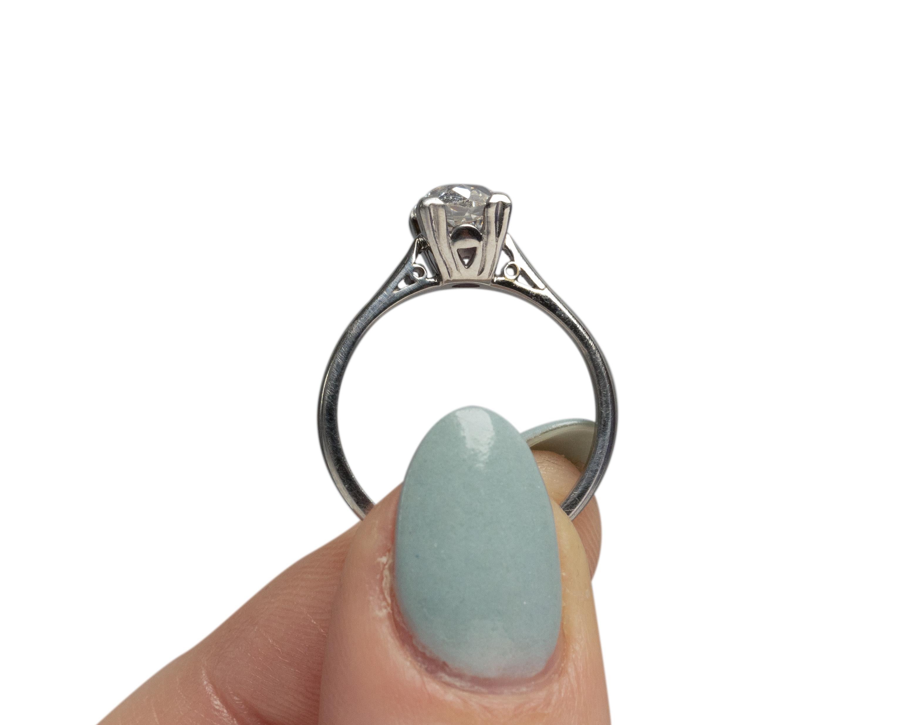 GIA Certified .98 Carat Art Deco Diamond Platinum Engagement Ring For Sale 2