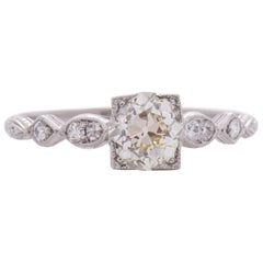 GIA Certified .98 Carat Art Deco Diamond Platinum Engagement Ring