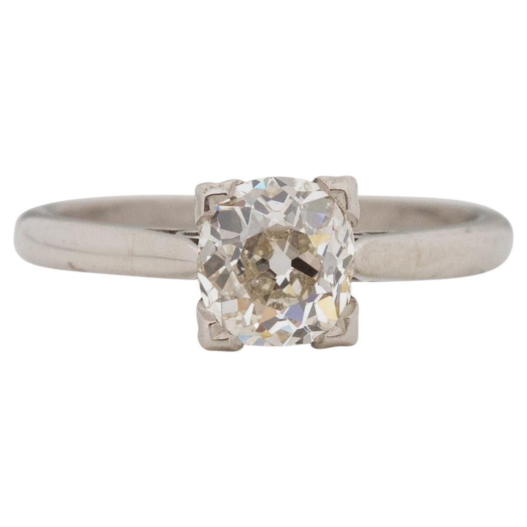 GIA Certified .98 Carat Art Deco Diamond Platinum Engagement Ring For Sale