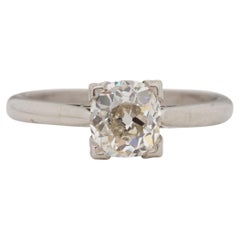 GIA Certified .98 Carat Art Deco Diamond Platinum Engagement Ring