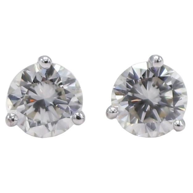 GIA Certified .98 Carat Round Natural Diamond Stud Earrings  For Sale