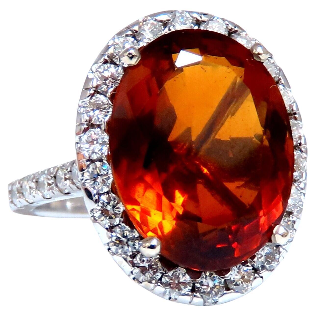 GIA Certified 9.89 Carat Natural Citrine Cluster Ring 14 Karat