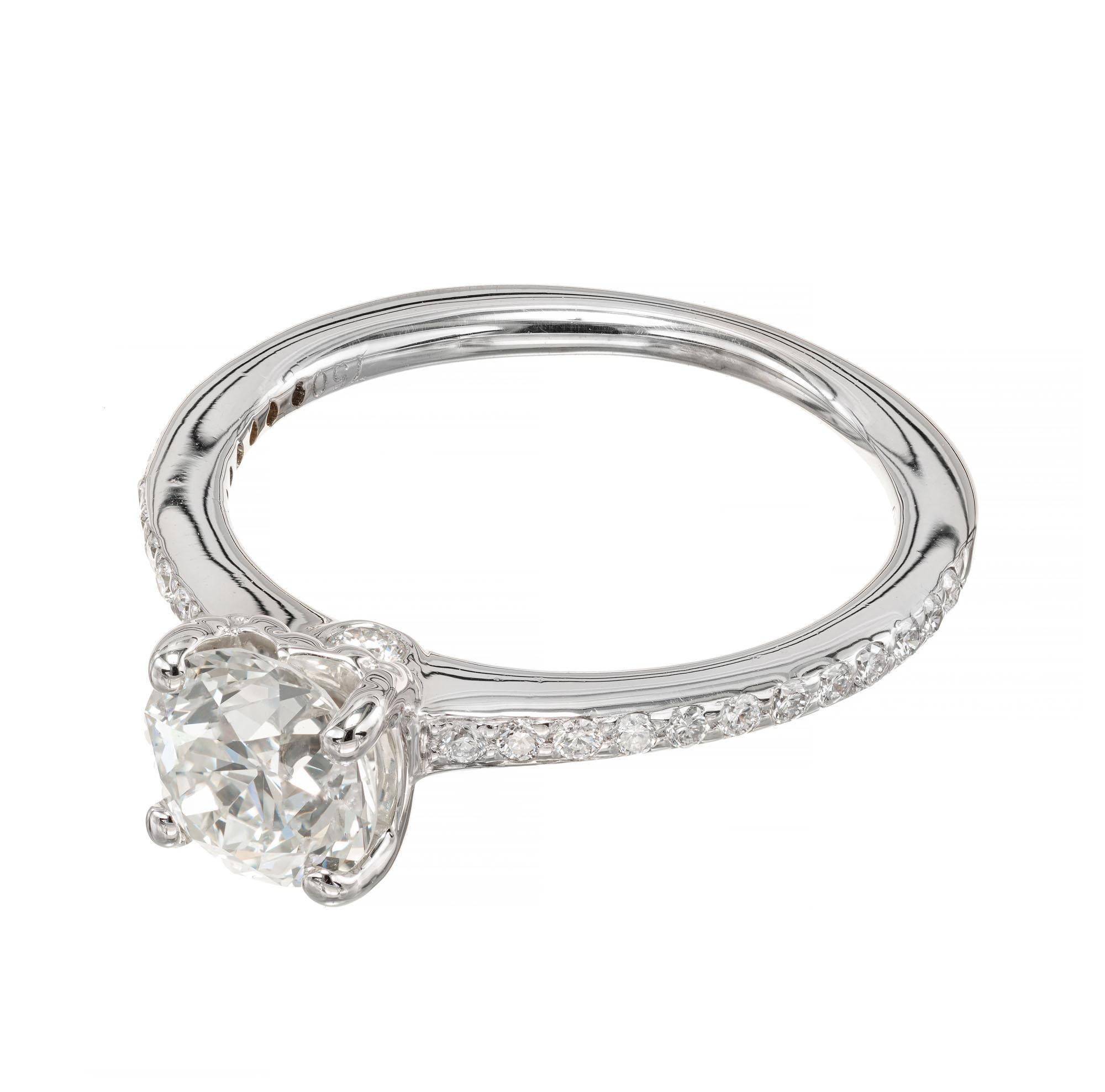 Old European Cut GIA Certified .99 Carat Diamond White Gold Solitaire Engagement Ring