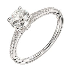 GIA Certified .99 Carat Diamond White Gold Solitaire Engagement Ring