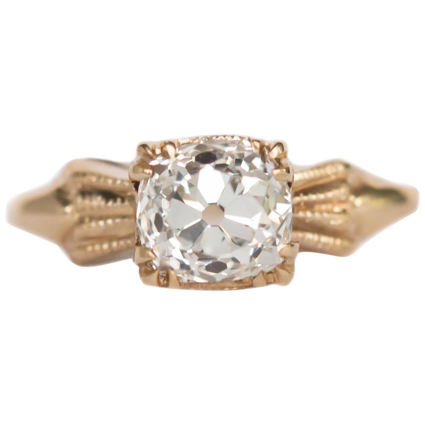 GIA Certified .99 Carat Diamond Yellow Gold Engagement Ring