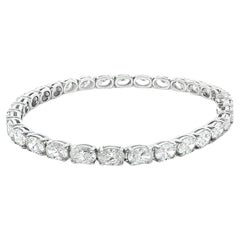 Bracciale Tennis con diamanti taglio ovale certificati GIA da 9,90 CTW in oro bianco 14K