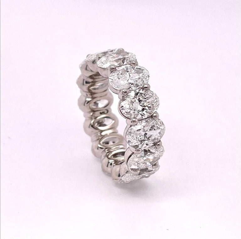 GIA Certified 9.94 Carat Oval Eternity Band For Sale at 1stDibs