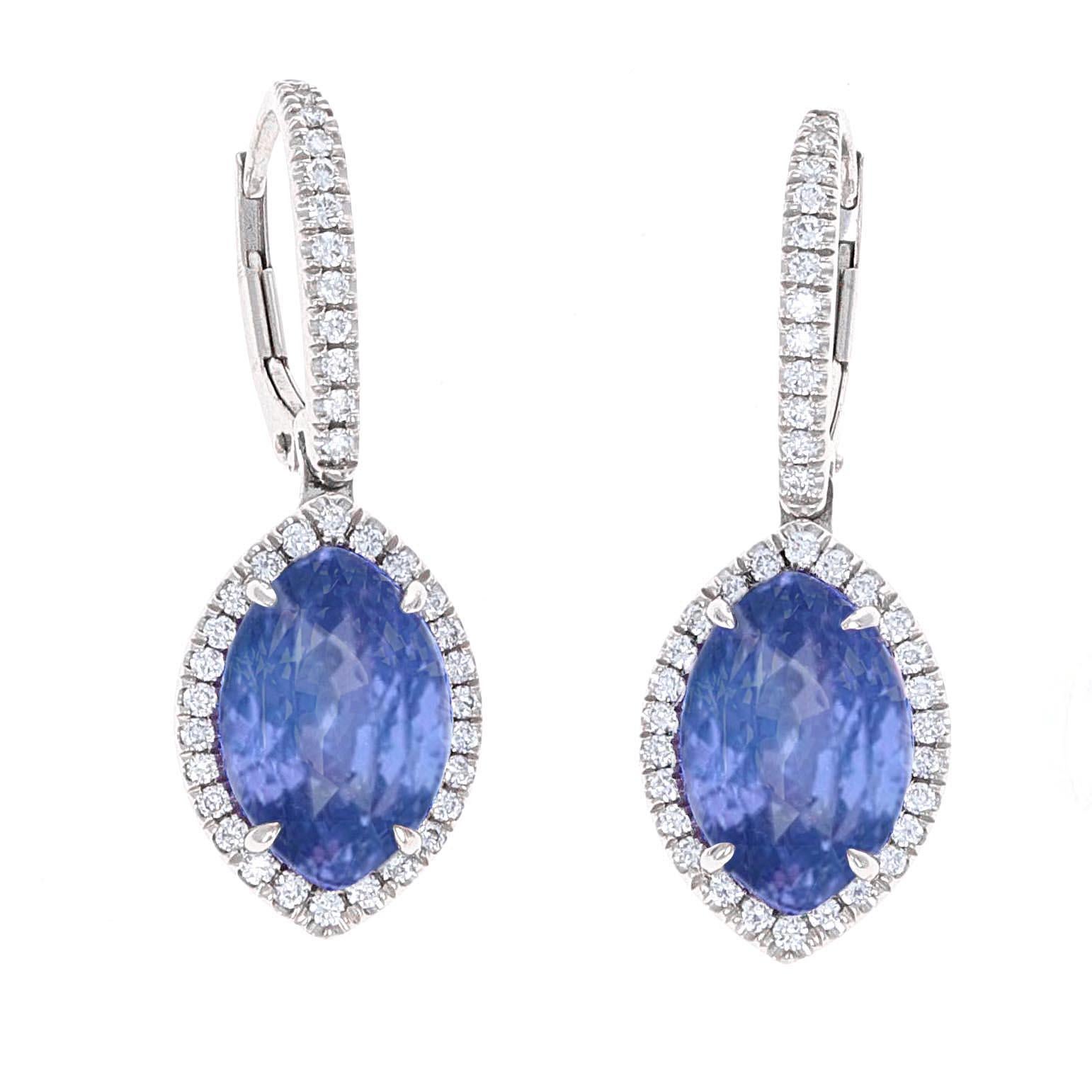 Contemporary GIA Certified, 9.96 Carat No Heat Color-Change Sapphire Drop Earrings