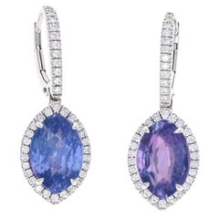 GIA Certified, 9.96 Carat No Heat Color-Change Sapphire Drop Earrings