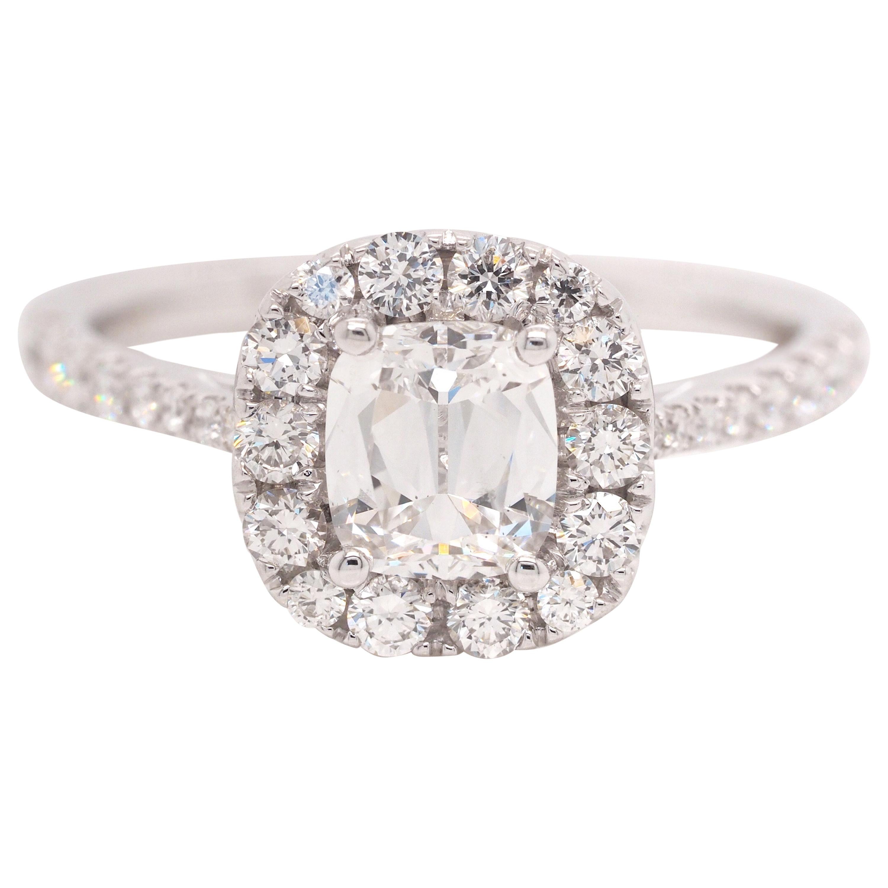 GIA Certified A. Jaffe 0.85 Carat Cushion Diamond Engagement Ring