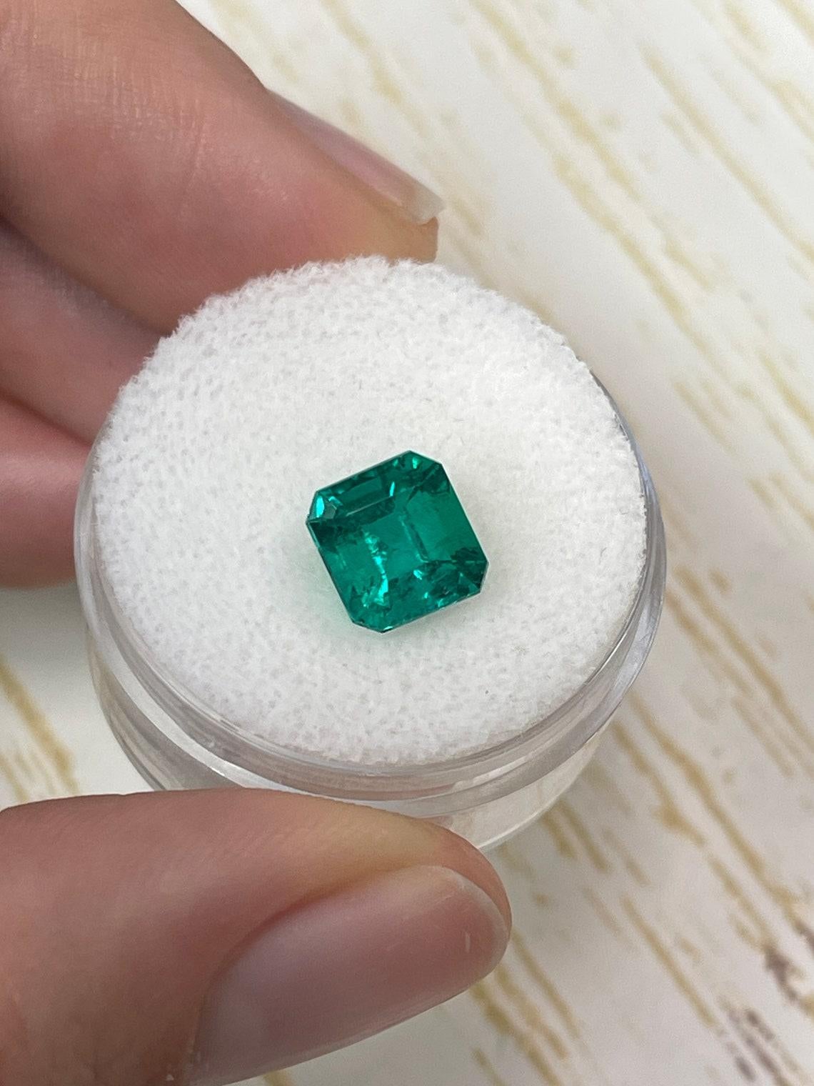 Women's GIA Certified AAA+ 1.92 Carat Muzo Green Asscher Cut Colombian Emerald Gem