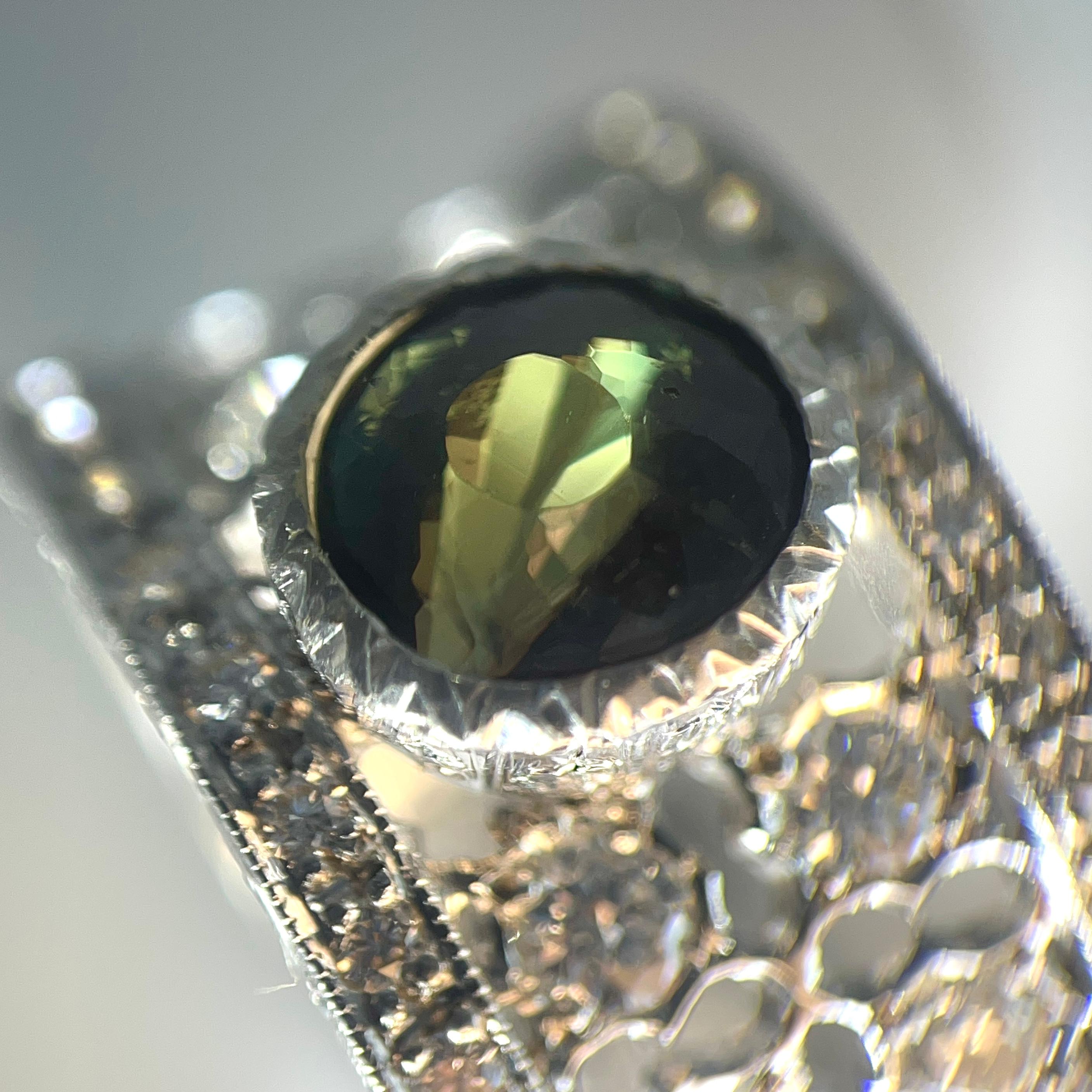 Regency GIA Certified Alexandrite Florentine Engraved Diamond Ring For Sale