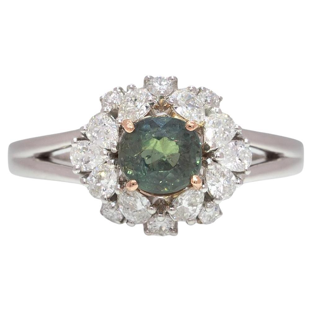 GIA Certified Alexandrite Ring with Natural Diamond Accents: Solid 14k Dual Gold