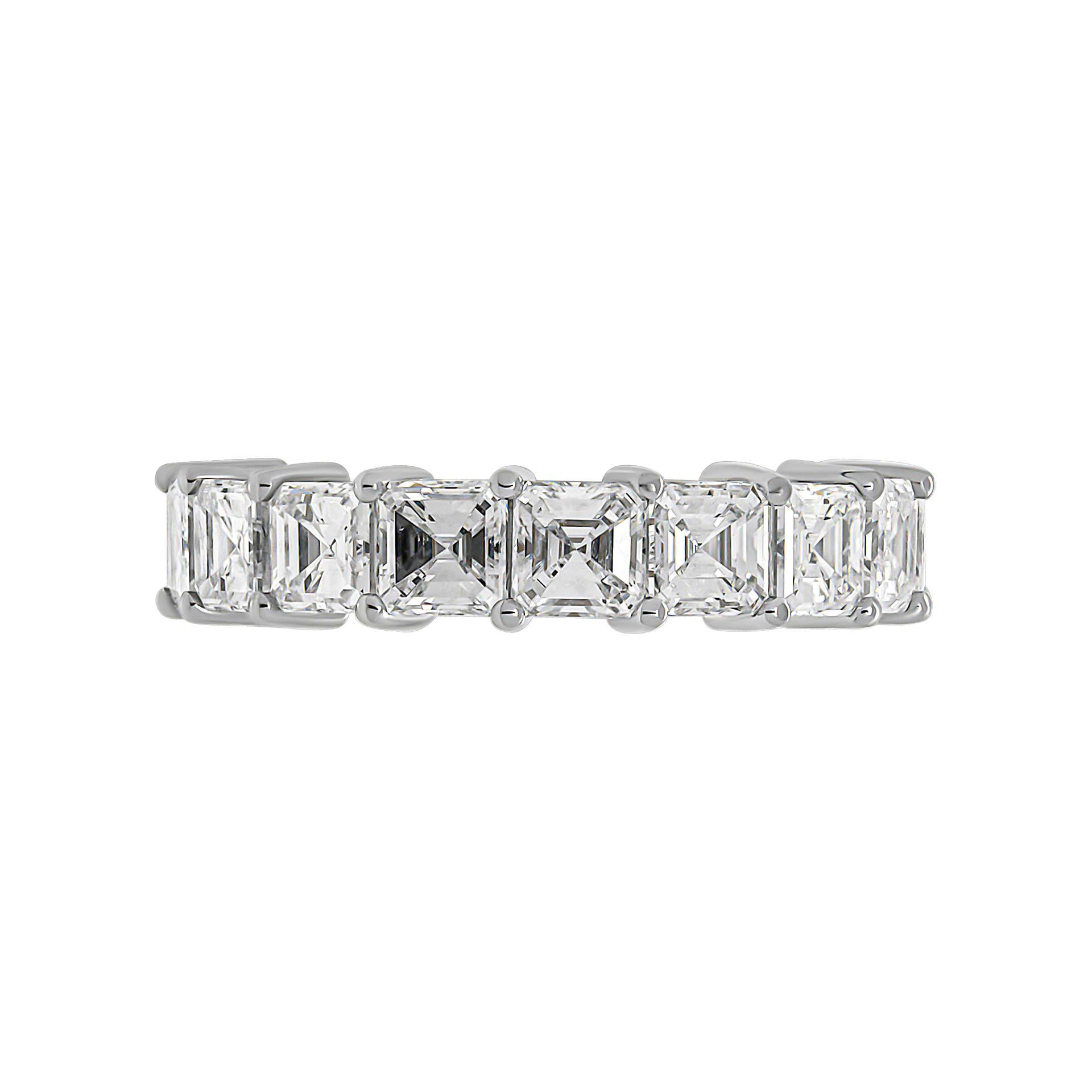 Modern GIA Certified Anniversary Band with 5.15 Carat Asscher Cut Diamonds For Sale