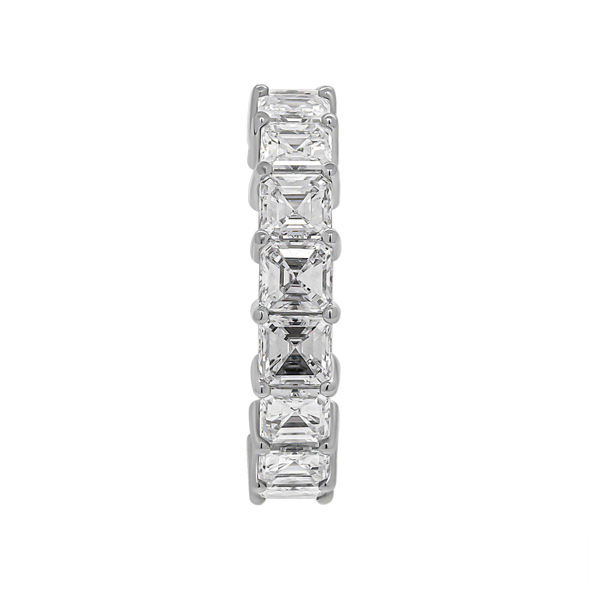 GIA Certified Anniversary Band with 5.15 Carat Asscher Cut Diamonds In New Condition For Sale In New York, NY