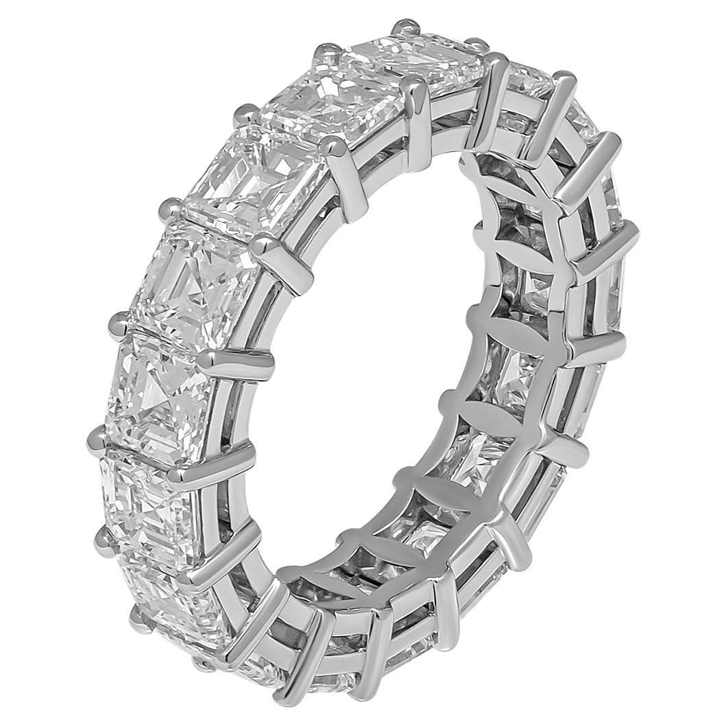 GIA-zertifizierter Jahrestag-Ring mit 5,15 Karat Diamanten im Asscher-Schliff im Angebot
