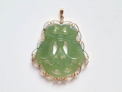 GIA Certified Antique 14k Gold Chinese Serpentine Butterfly Pendant