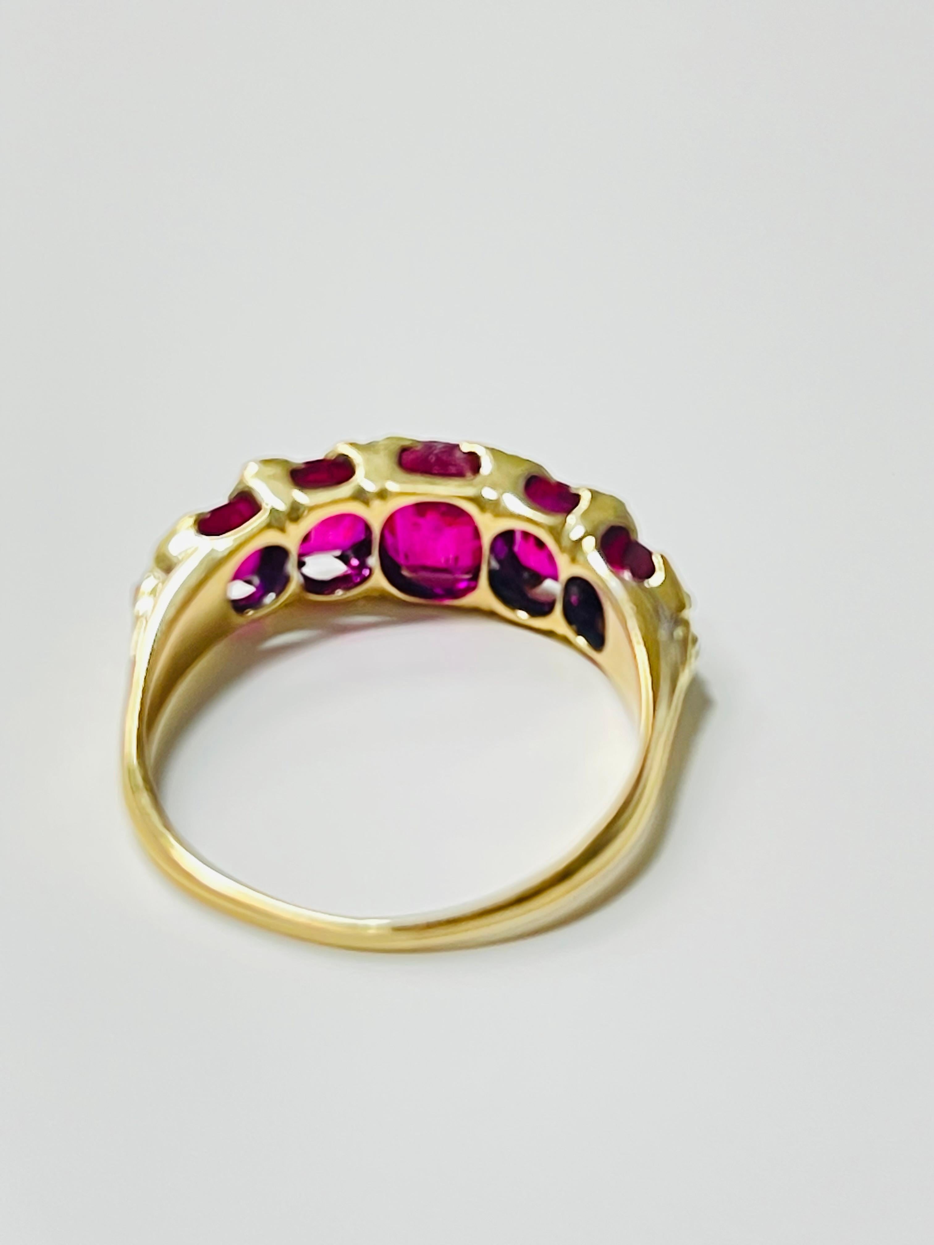Women's GIA Certified Antique Burma No Heat Ruby And Rose Cut Diamond Band Ring In 18K. 