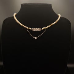 GIA - Certified Antique Natural Saltwater Pearl and Diamond Necklace