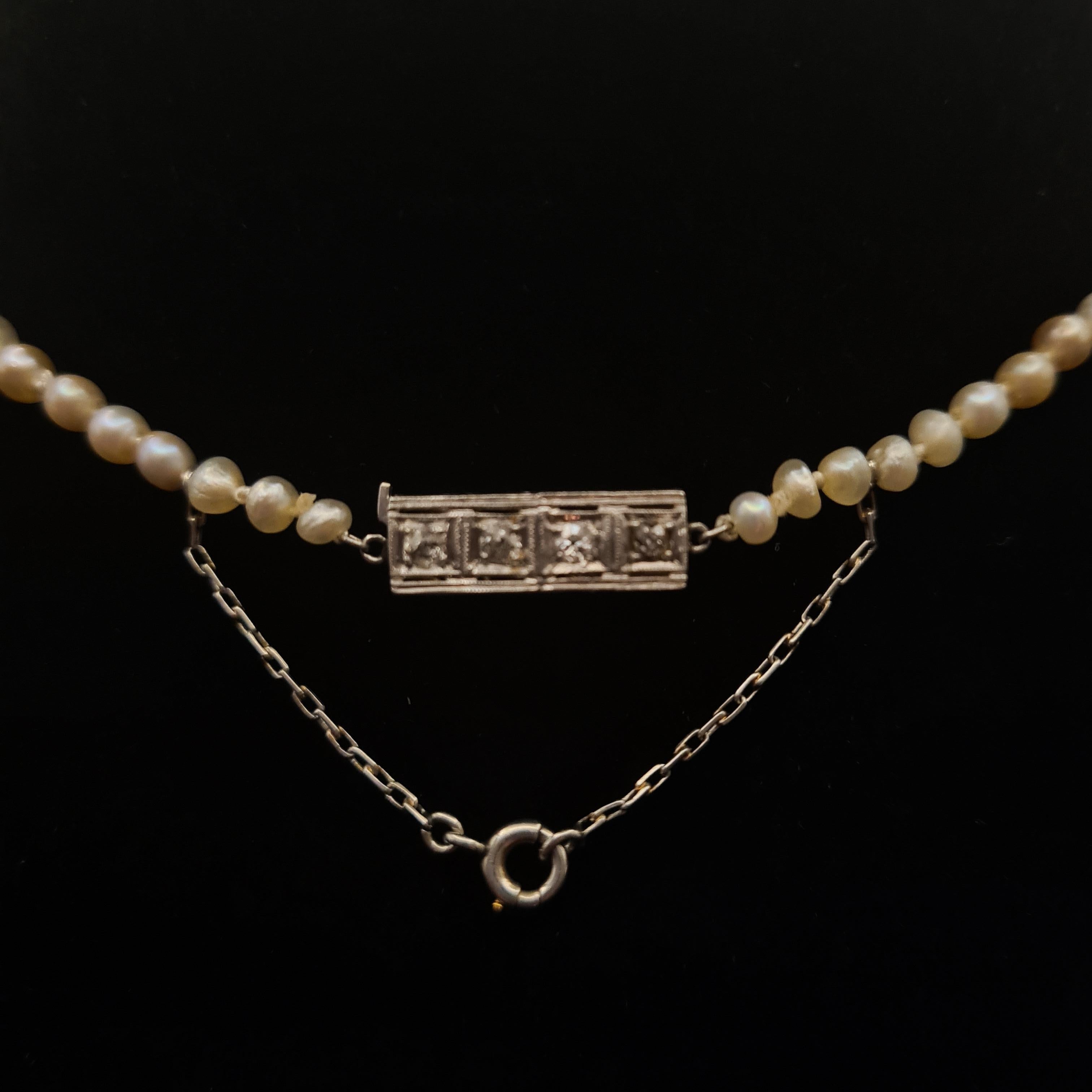 GIA-zertifizierte antike Salzwasserperlen- und Diamant-Halskette im Angebot 3