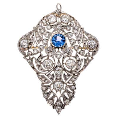 Edwardian Star Sapphire and Diamond Drop Pendant For Sale at 1stDibs