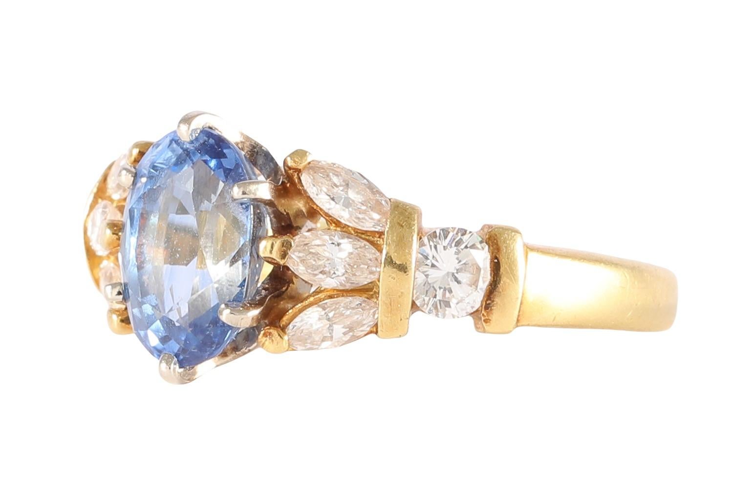 Victorian GIA Certified Antique Sapphire Diamond Ring