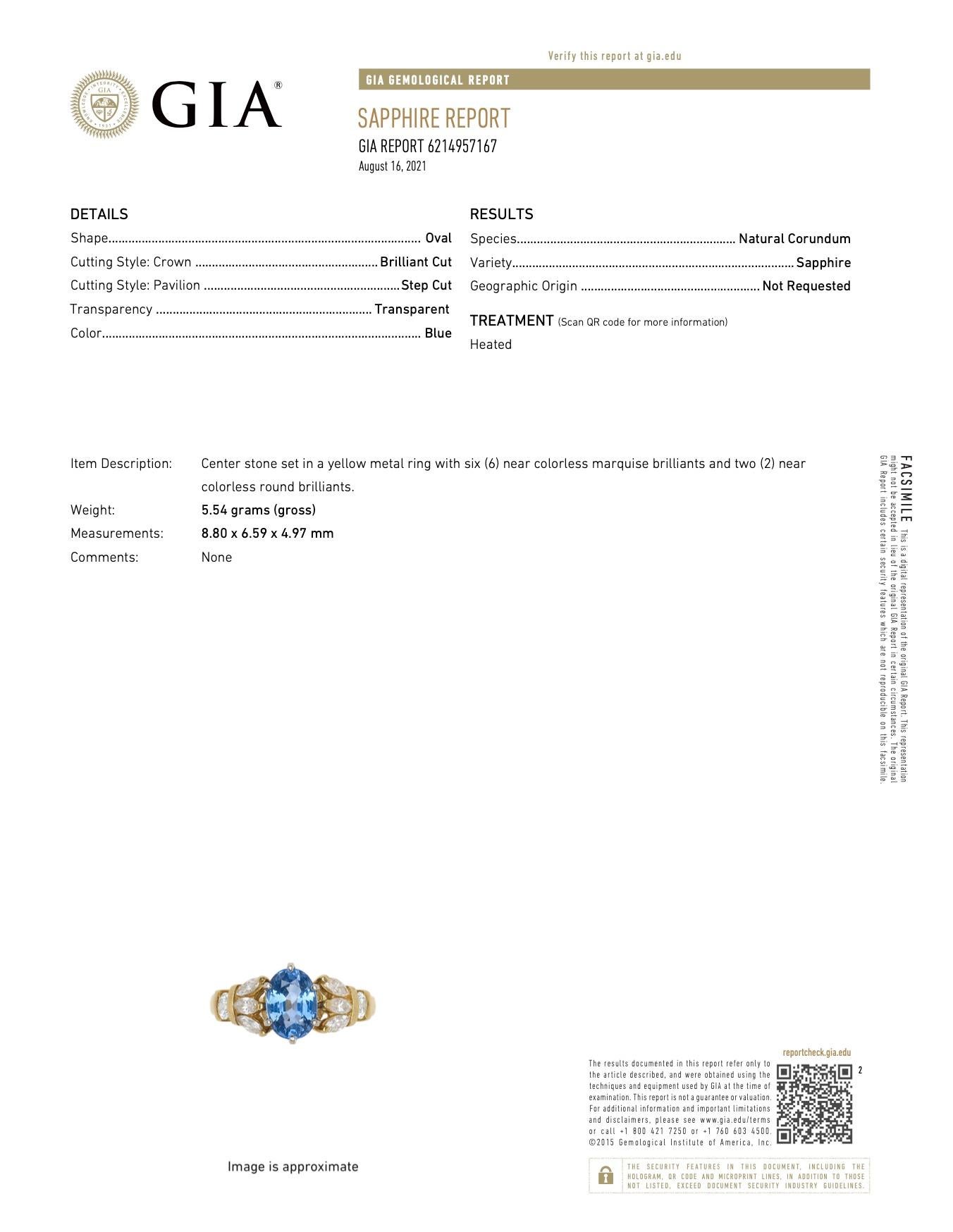 Oval Cut GIA Certified Antique Sapphire Diamond Ring