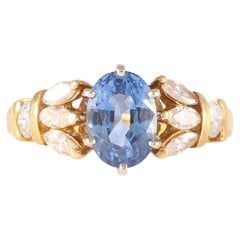 GIA Certified Antique Sapphire Diamond Ring
