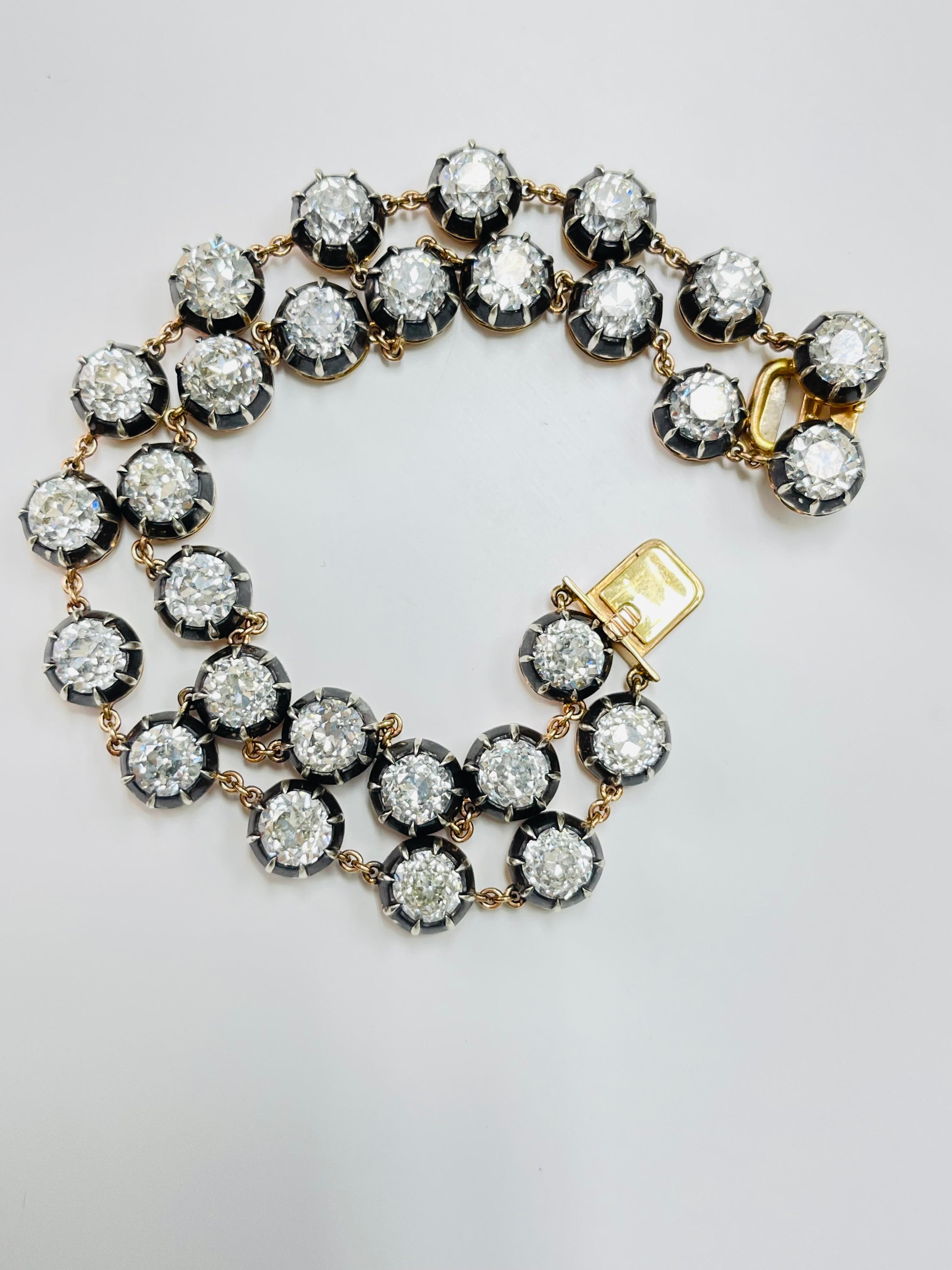 Bracelet en diamants de taille vieille Europe de style ancien certifié GIA en vente 7