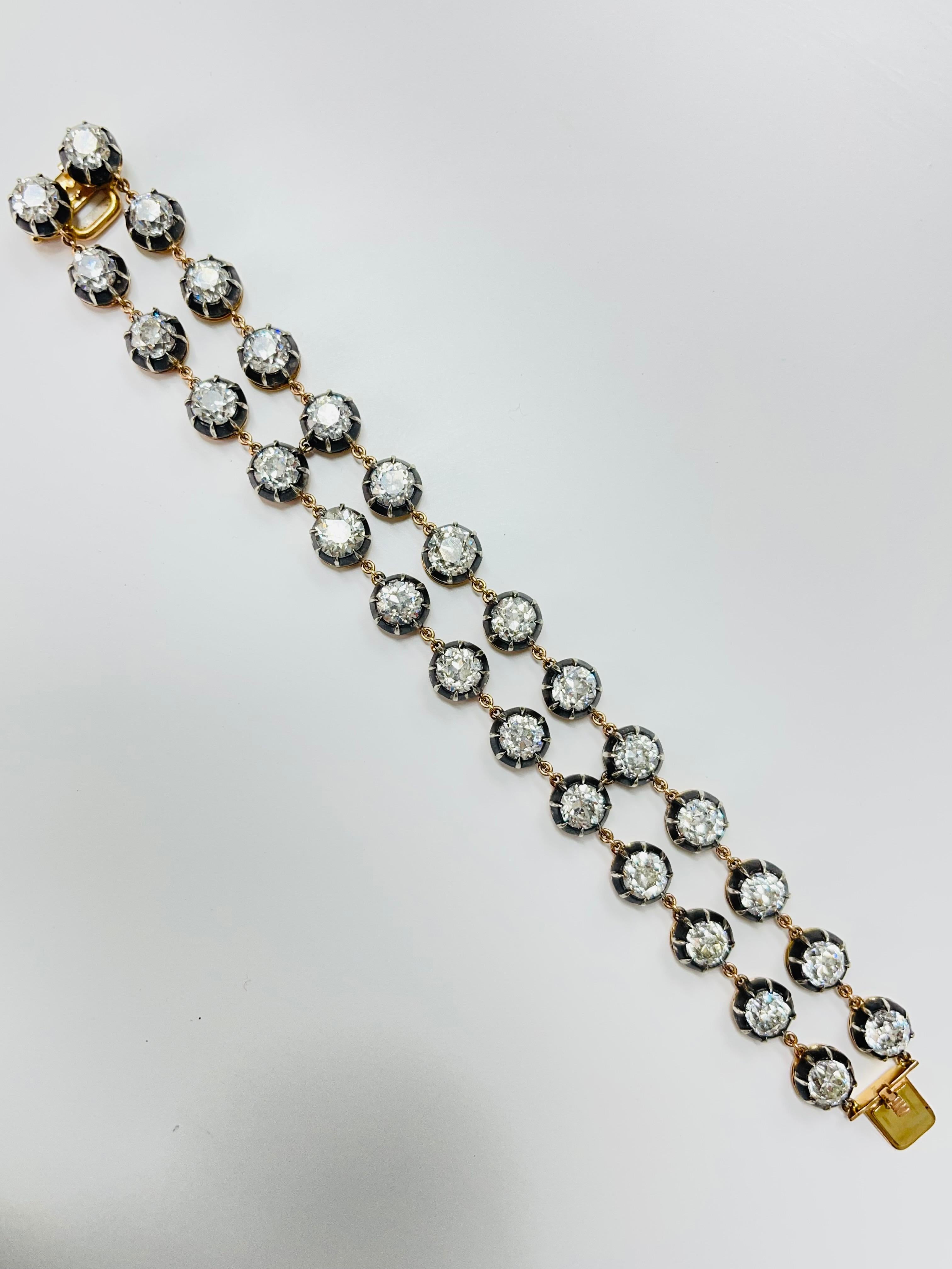GIA Certified Antique Style Old European Cut Diamond Bracelet For Sale 2
