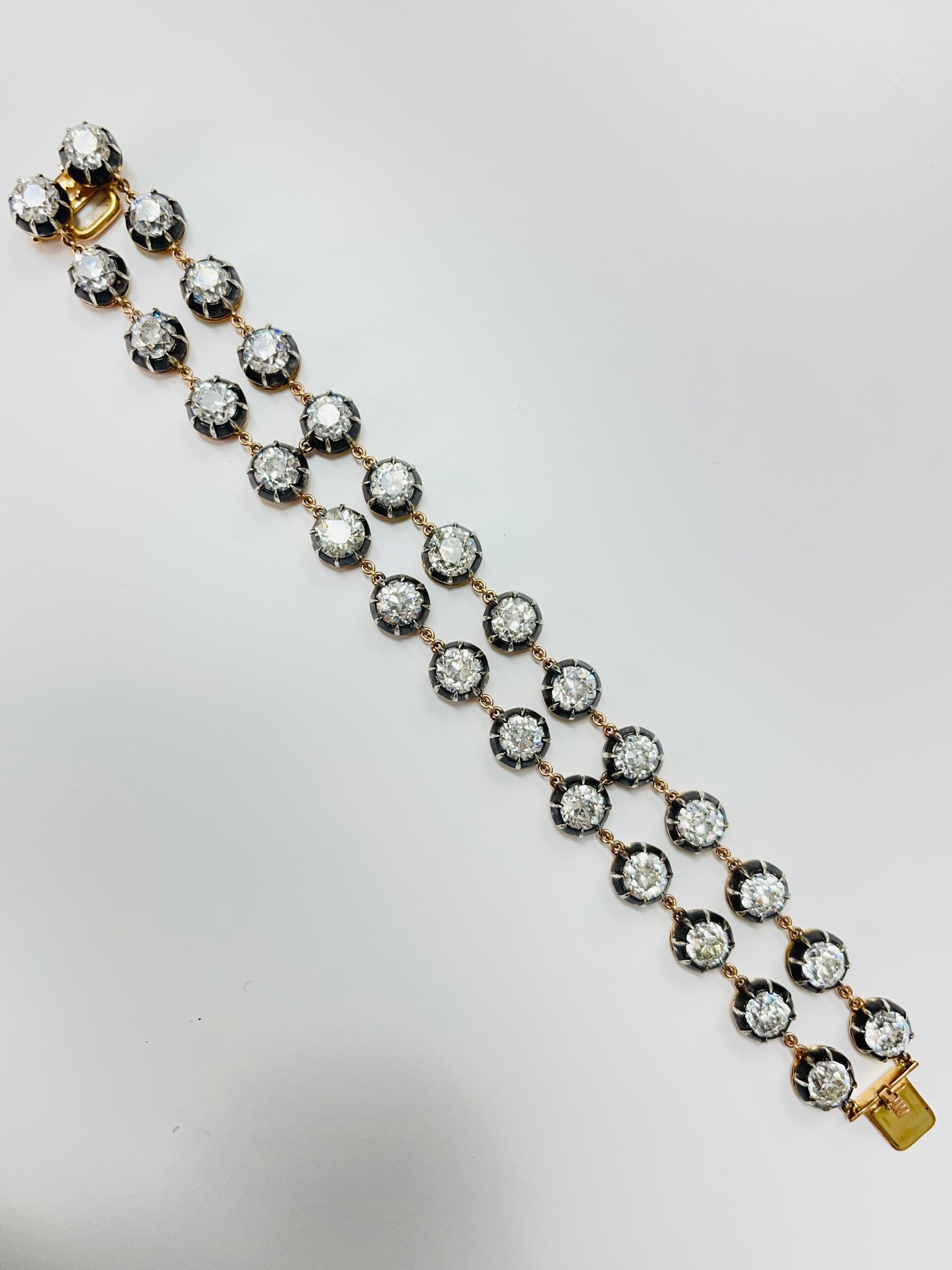 Bracelet en diamants de taille vieille Europe de style ancien certifié GIA en vente 4