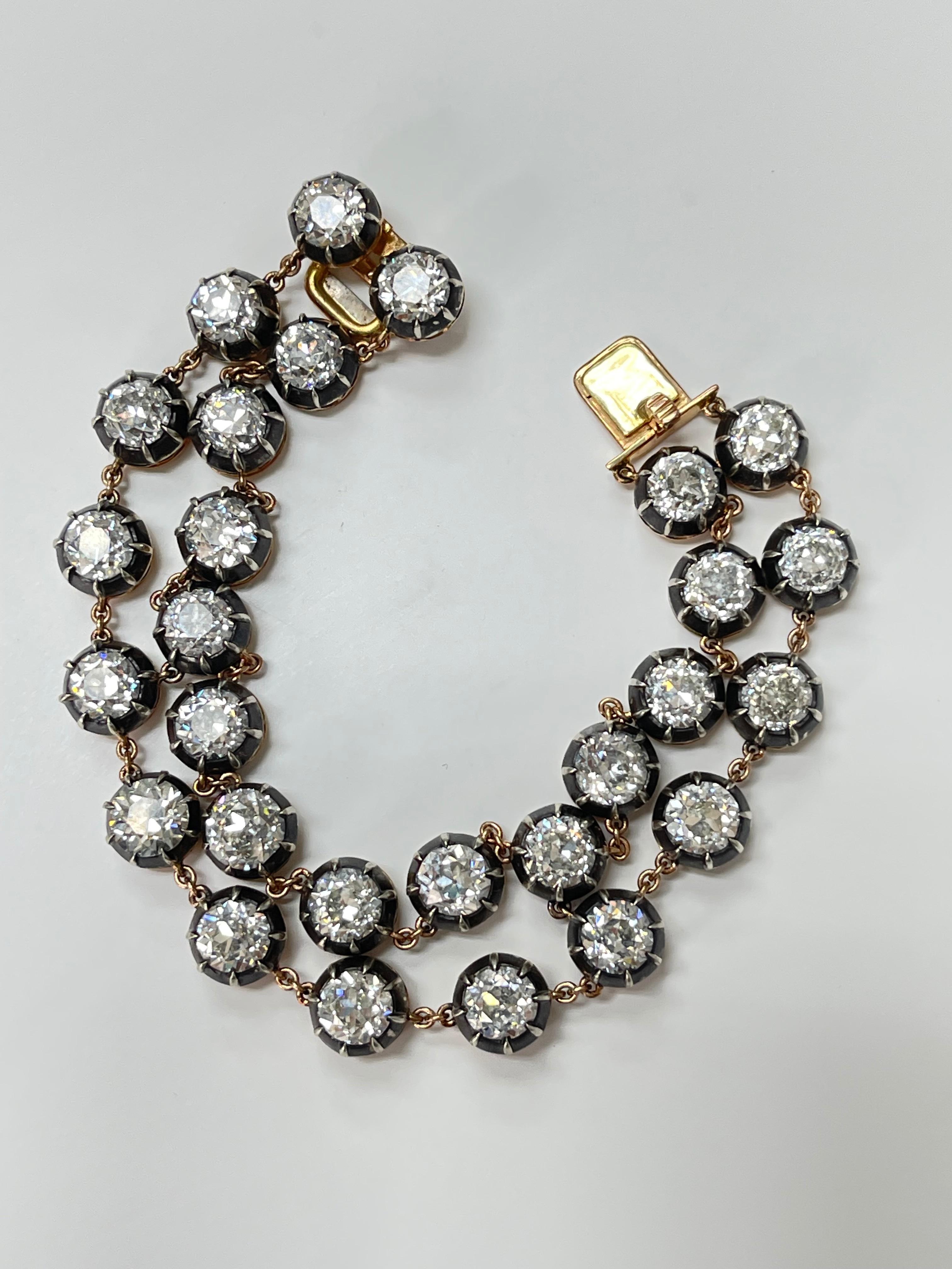 GIA Certified Antique Style Old European Cut Diamond Bracelet For Sale 4